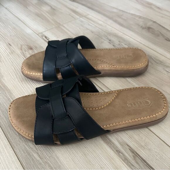 Cliffs by White Mountain Black Slide Sandal Size 8 - Picture 1 of 6